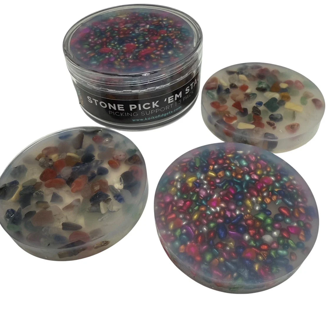 Stone Pick ‘Em Stack - pack of 3 natural stone discs - Kaiko Picking & Popping Support - Image 11