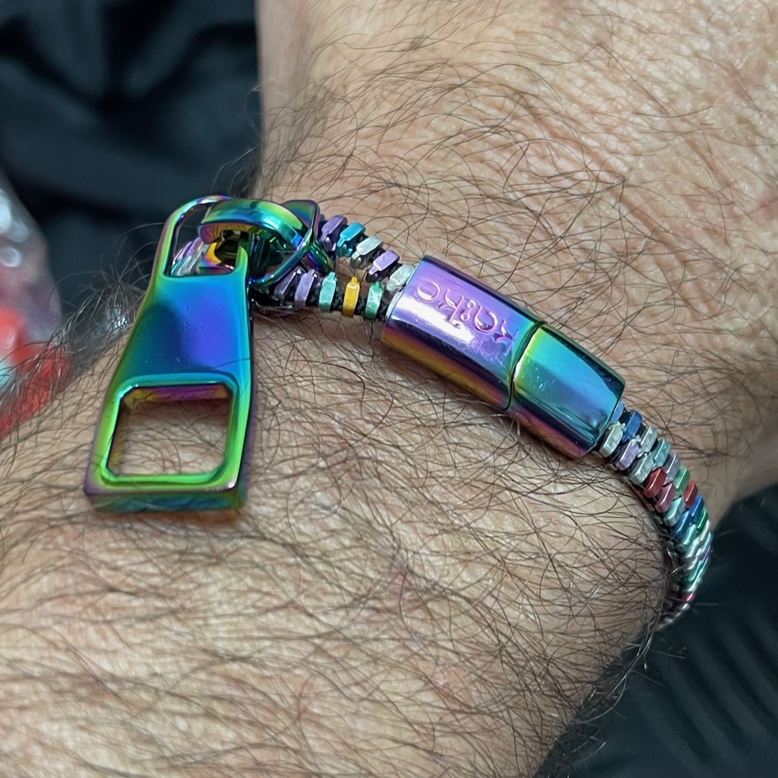 Unisex Oil Slick Metal Zipper Bracelet By Kaiko - Image 13