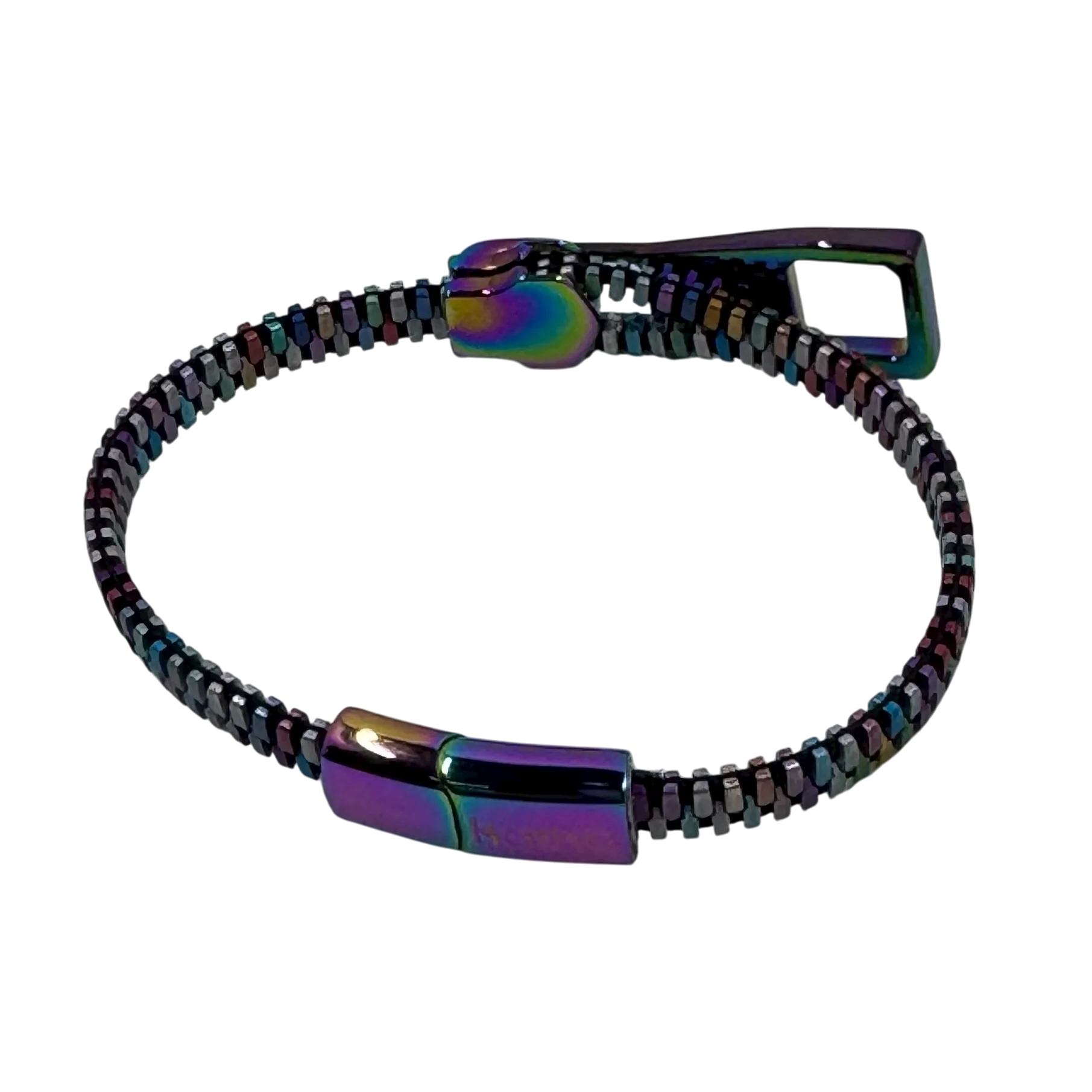 Unisex Oil Slick Metal Zipper Bracelet By Kaiko - Image 5